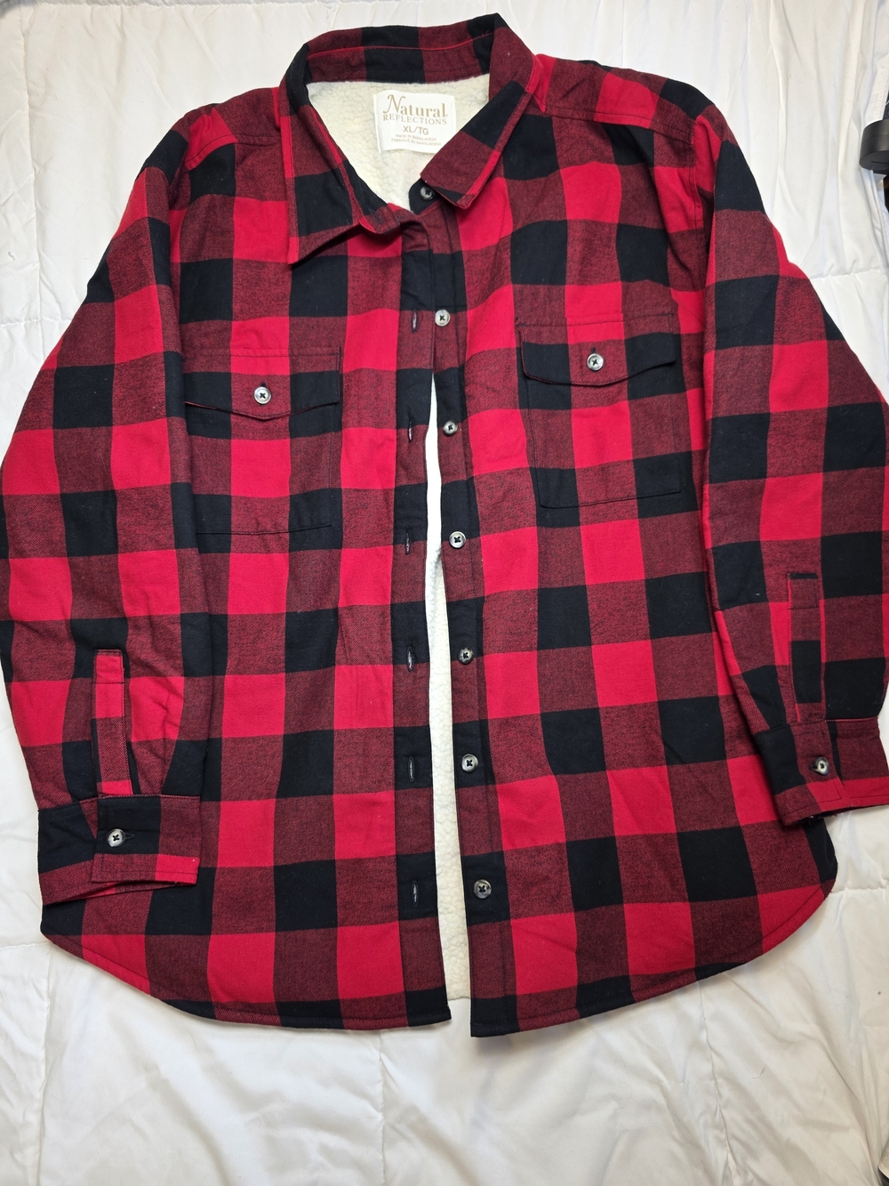 Natural Reflections Red and Black Buffalo Plaid Flannel Shirt Men's Size XL